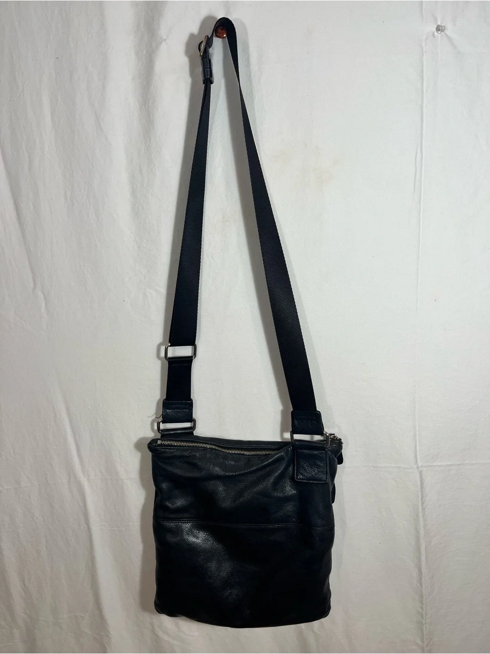 Margot Black Leather Crossbody Bag - zipper many compartments purse